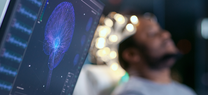 A man receiving a neuroscience study