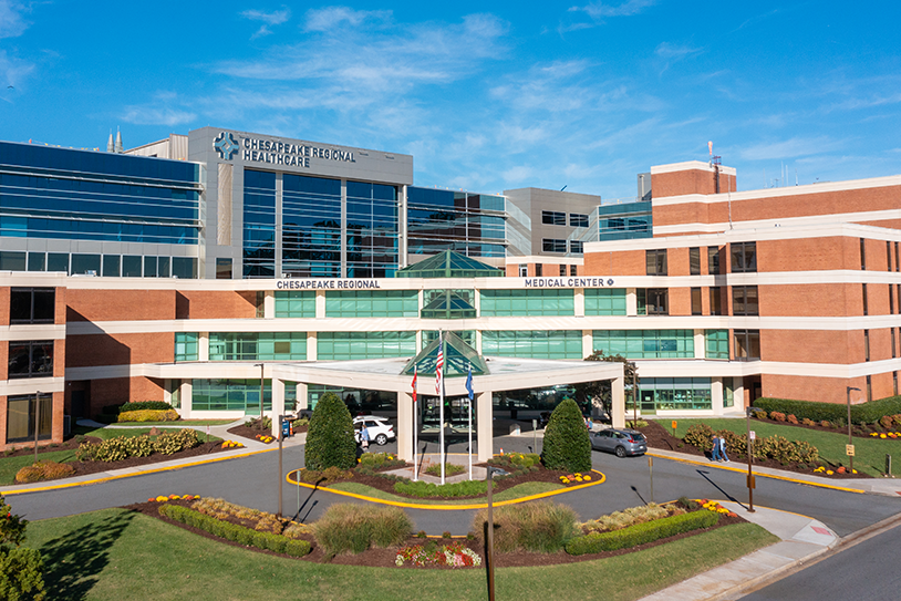 The main entrance of Chesapeake Regional Medical Center